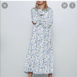 Zara Floral Smocked Maxi Dress